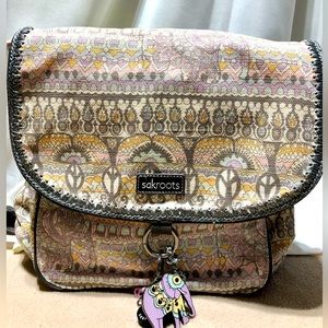 Sakroots Pink, Yellow & Beige Patterned Crossbody Bag